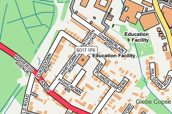 SO17 1PX map - OS OpenMap – Local (Ordnance Survey)
