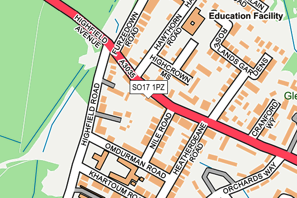 SO17 1PZ map - OS OpenMap – Local (Ordnance Survey)