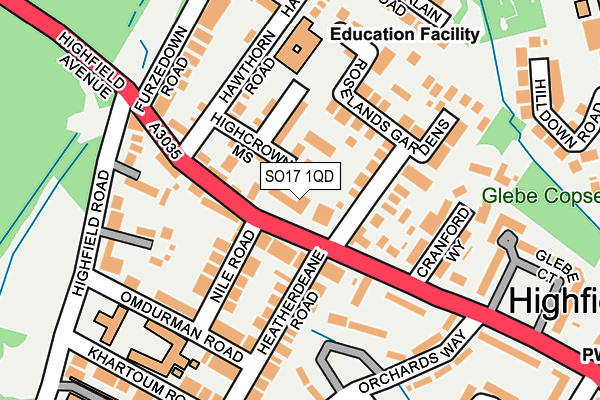 SO17 1QD map - OS OpenMap – Local (Ordnance Survey)