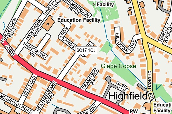 SO17 1QJ map - OS OpenMap – Local (Ordnance Survey)
