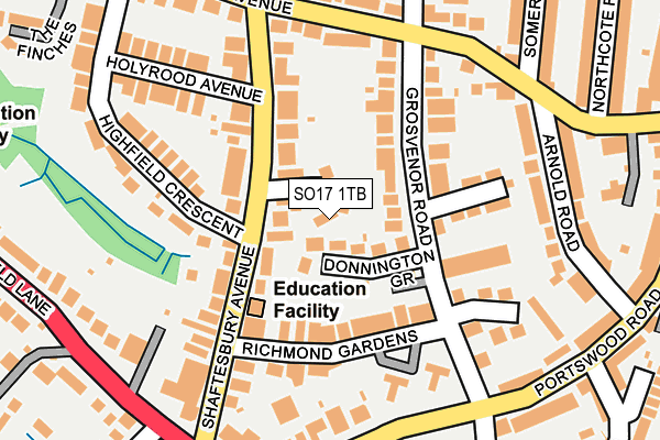 SO17 1TB map - OS OpenMap – Local (Ordnance Survey)