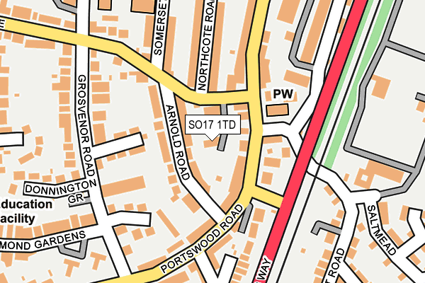 SO17 1TD map - OS OpenMap – Local (Ordnance Survey)