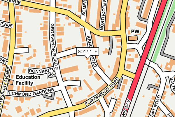 SO17 1TF map - OS OpenMap – Local (Ordnance Survey)