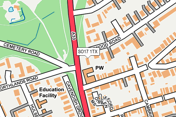 SO17 1TX map - OS OpenMap – Local (Ordnance Survey)