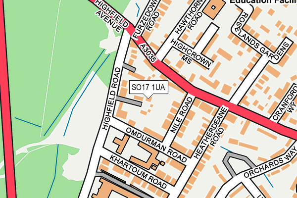 SO17 1UA map - OS OpenMap – Local (Ordnance Survey)