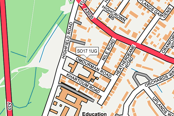 SO17 1UG map - OS OpenMap – Local (Ordnance Survey)