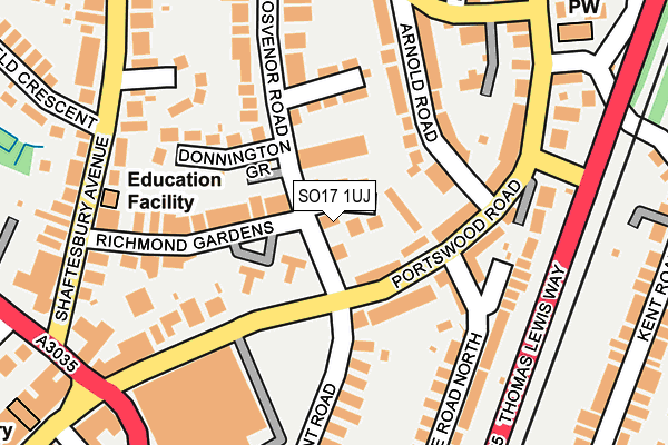 SO17 1UJ map - OS OpenMap – Local (Ordnance Survey)