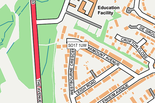 SO17 1UW map - OS OpenMap – Local (Ordnance Survey)