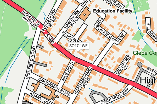 SO17 1WF map - OS OpenMap – Local (Ordnance Survey)