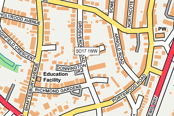 SO17 1WW map - OS OpenMap – Local (Ordnance Survey)