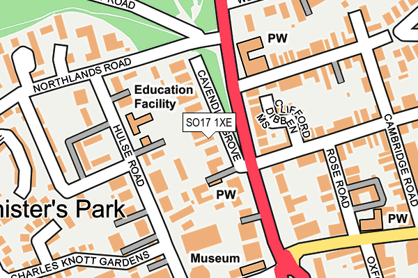 SO17 1XE map - OS OpenMap – Local (Ordnance Survey)