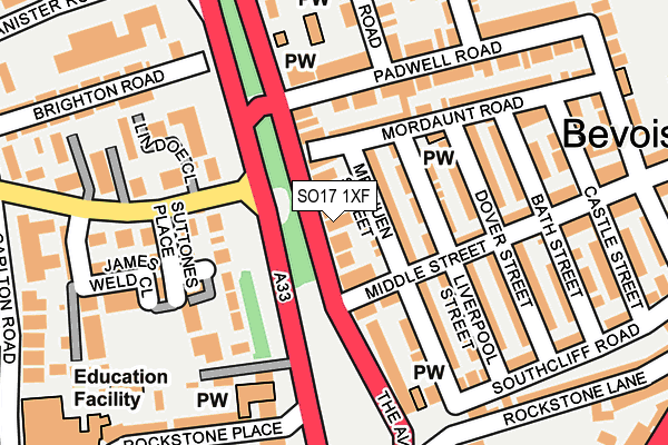 SO17 1XF map - OS OpenMap – Local (Ordnance Survey)