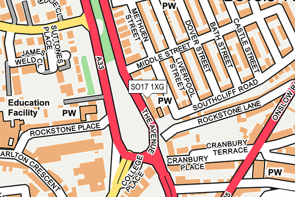 SO17 1XG map - OS OpenMap – Local (Ordnance Survey)