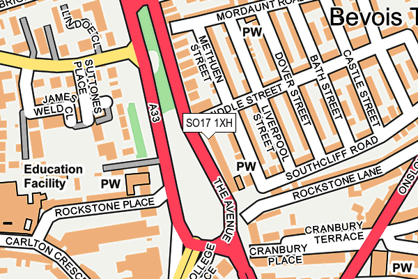 SO17 1XH map - OS OpenMap – Local (Ordnance Survey)