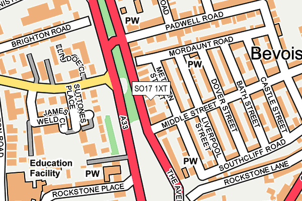 SO17 1XT map - OS OpenMap – Local (Ordnance Survey)