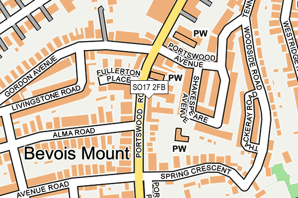 SO17 2FB map - OS OpenMap – Local (Ordnance Survey)