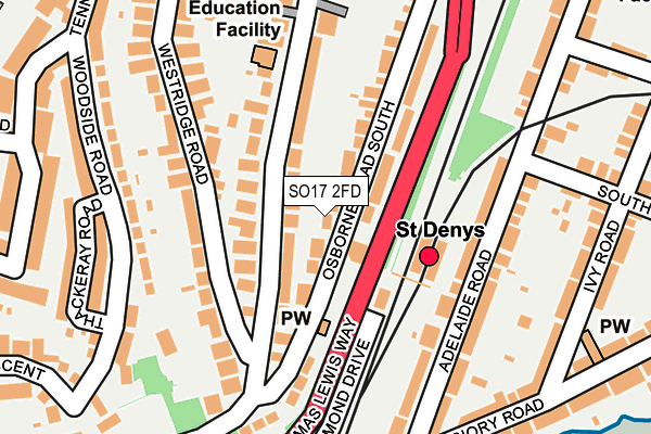SO17 2FD map - OS OpenMap – Local (Ordnance Survey)