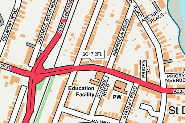 SO17 2FL map - OS OpenMap – Local (Ordnance Survey)
