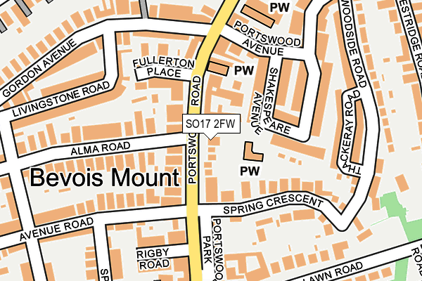 SO17 2FW map - OS OpenMap – Local (Ordnance Survey)