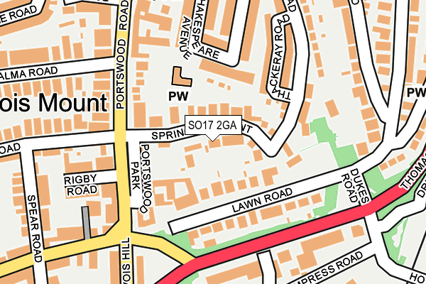 SO17 2GA map - OS OpenMap – Local (Ordnance Survey)