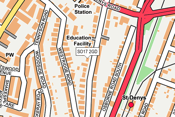 SO17 2GD map - OS OpenMap – Local (Ordnance Survey)