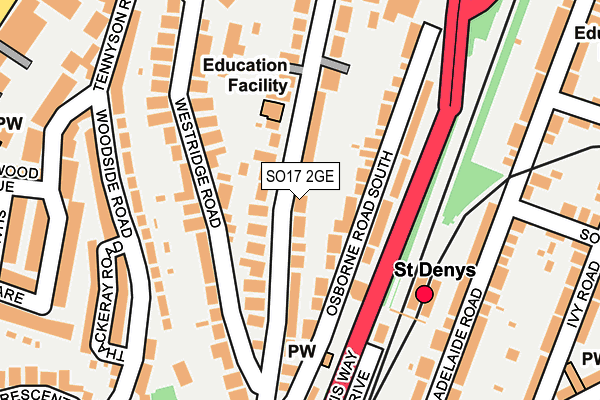 SO17 2GE map - OS OpenMap – Local (Ordnance Survey)