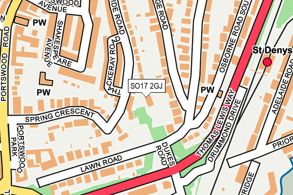 SO17 2GJ map - OS OpenMap – Local (Ordnance Survey)