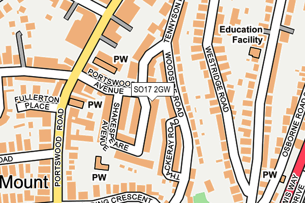 SO17 2GW map - OS OpenMap – Local (Ordnance Survey)