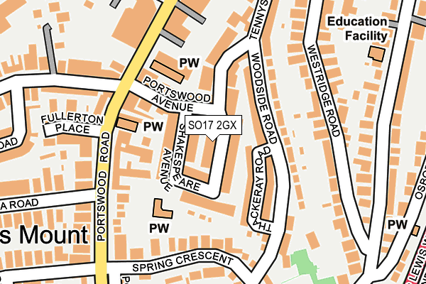 SO17 2GX map - OS OpenMap – Local (Ordnance Survey)