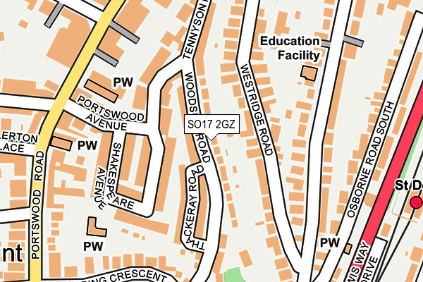 SO17 2GZ map - OS OpenMap – Local (Ordnance Survey)