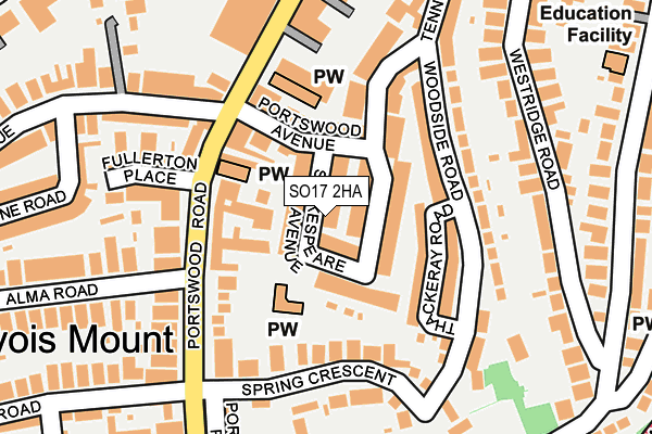 SO17 2HA map - OS OpenMap – Local (Ordnance Survey)