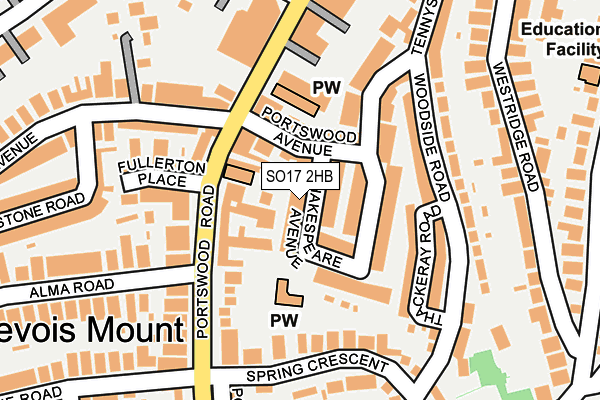 SO17 2HB map - OS OpenMap – Local (Ordnance Survey)