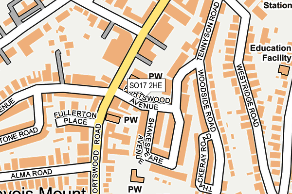 SO17 2HE map - OS OpenMap – Local (Ordnance Survey)