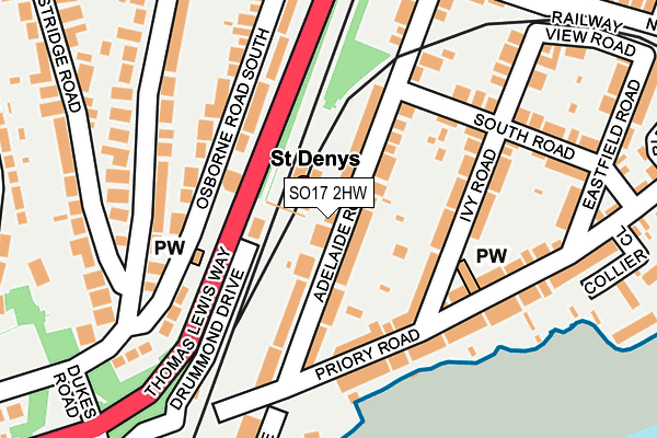 SO17 2HW map - OS OpenMap – Local (Ordnance Survey)