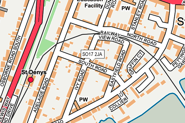 SO17 2JA map - OS OpenMap – Local (Ordnance Survey)