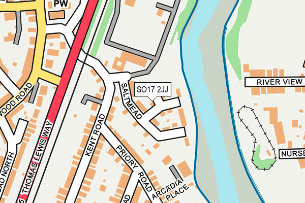 SO17 2JJ map - OS OpenMap – Local (Ordnance Survey)