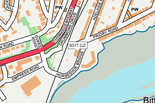 SO17 2JZ map - OS OpenMap – Local (Ordnance Survey)