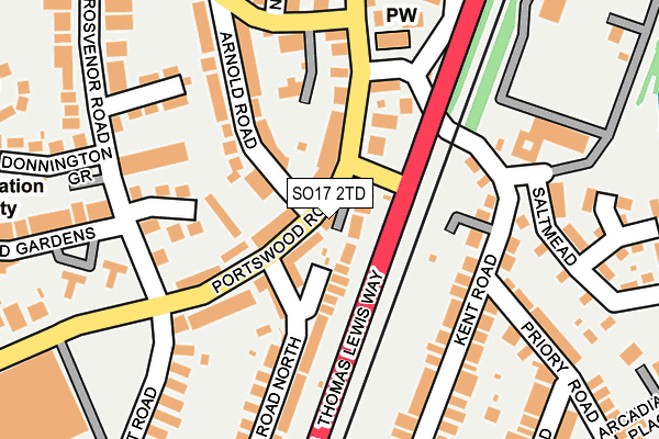 SO17 2TD map - OS OpenMap – Local (Ordnance Survey)