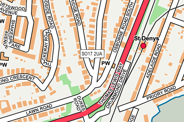 SO17 2UA map - OS OpenMap – Local (Ordnance Survey)