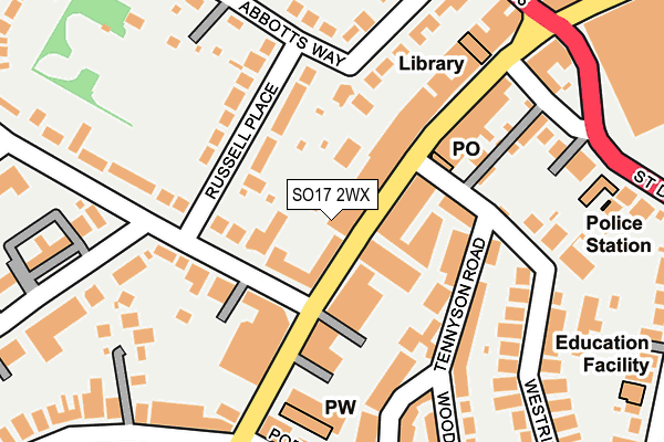 SO17 2WX map - OS OpenMap – Local (Ordnance Survey)