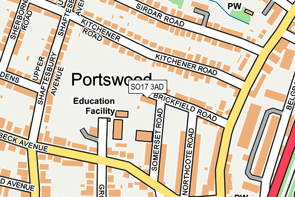 SO17 3AD map - OS OpenMap – Local (Ordnance Survey)