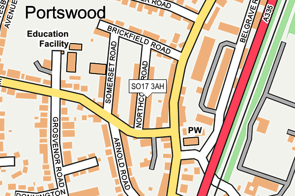 SO17 3AH map - OS OpenMap – Local (Ordnance Survey)