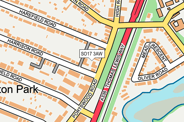 SO17 3AW map - OS OpenMap – Local (Ordnance Survey)