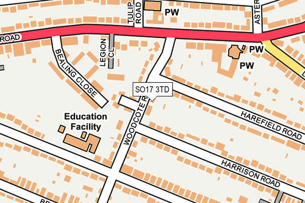 SO17 3TD map - OS OpenMap – Local (Ordnance Survey)