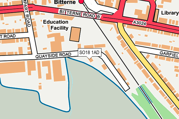 SO18 1AD map - OS OpenMap – Local (Ordnance Survey)