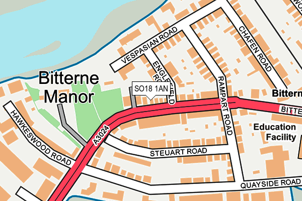 SO18 1AN map - OS OpenMap – Local (Ordnance Survey)