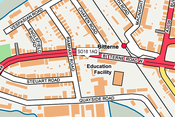 SO18 1AQ map - OS OpenMap – Local (Ordnance Survey)