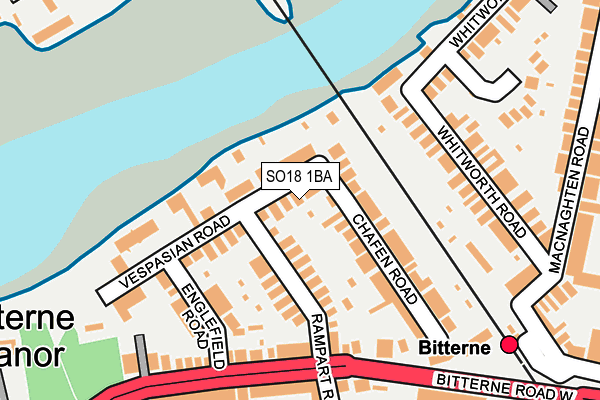 SO18 1BA map - OS OpenMap – Local (Ordnance Survey)