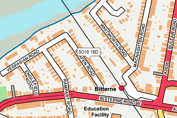 SO18 1BD map - OS OpenMap – Local (Ordnance Survey)