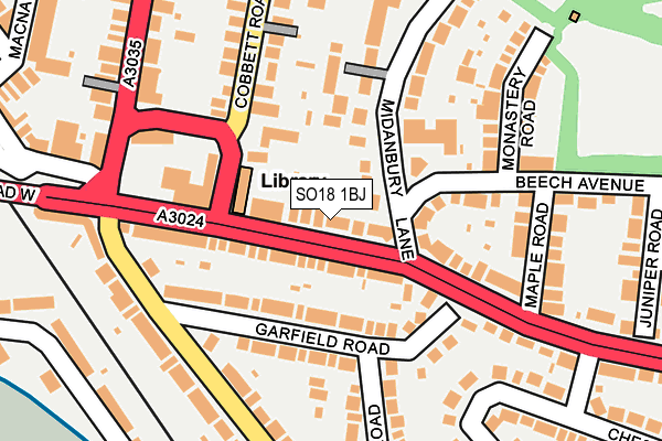 SO18 1BJ map - OS OpenMap – Local (Ordnance Survey)